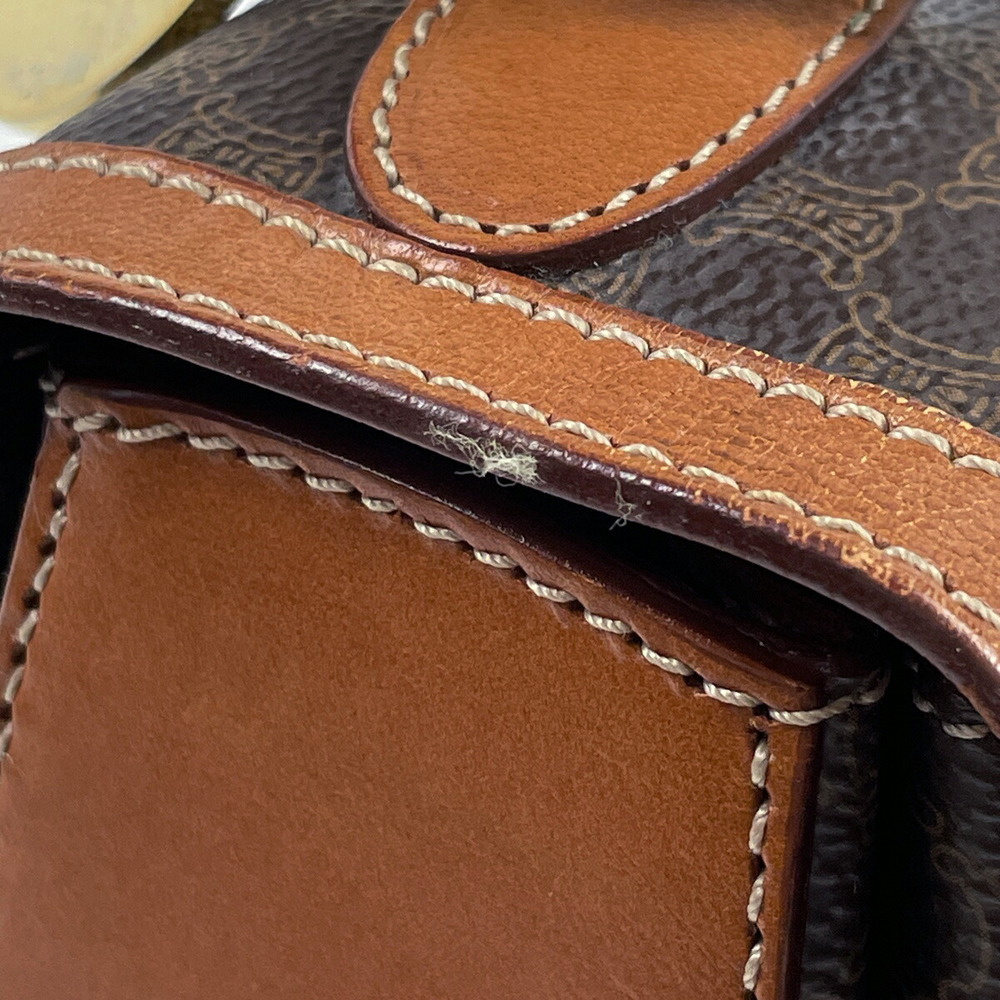 Celine Macadam Pattern Circle Canvas Handbag Brown - image 4